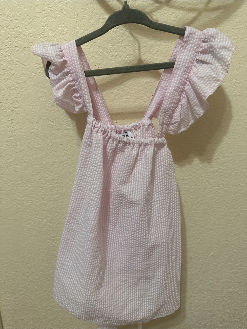 3/15$ Ruffled Pink Seersucker Tank Top for Girls